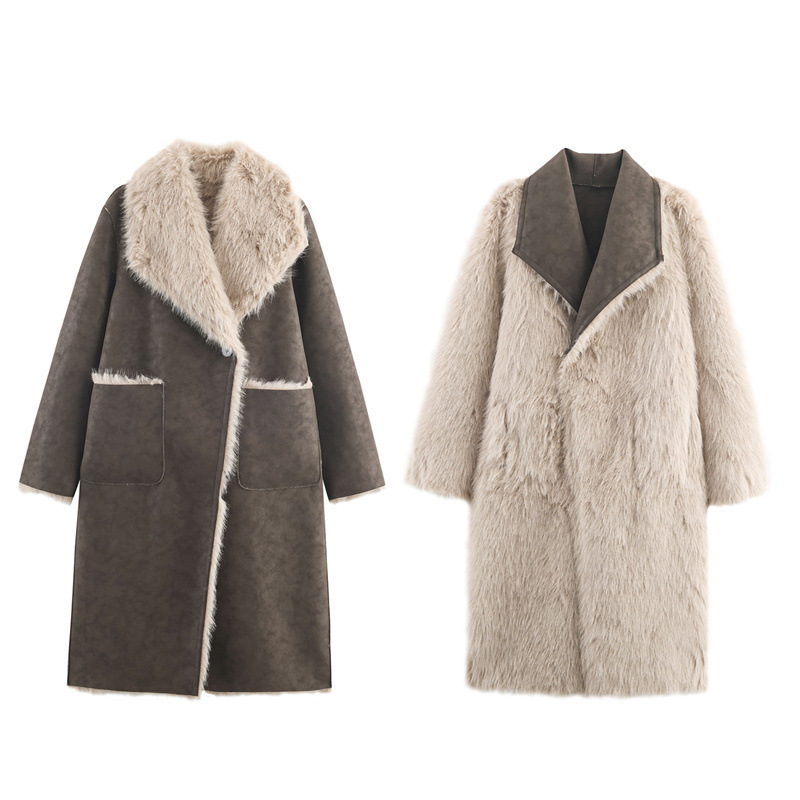 Winter European And American Double-sided Reversible Faux Fur Coat - Image 6