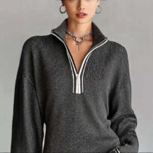 Color-block Wool Knit Women's Jacket