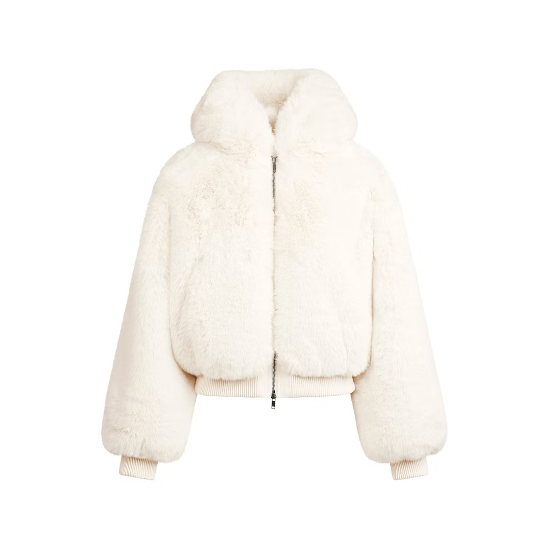 Women's Hooded Warm Fleece EcoFriendly Faux Fur Jacket With Zipper - Image 4