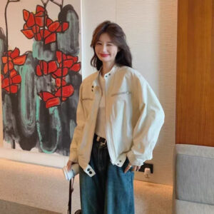 American-style Vintage Workwear Tactical Jacket For Women