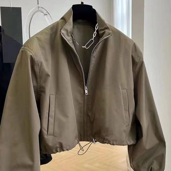 Women's Short Stand-up Collar Casual Workwear Trench Coat