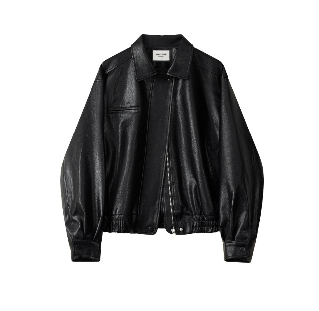 Brown-brown Autumn Trendy Leather Jacket - Image 2