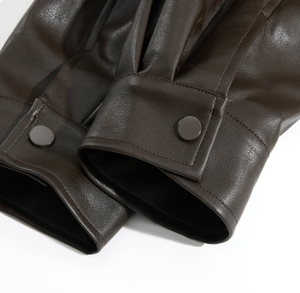 Brown-brown Autumn Trendy Leather Jacket - Image 6