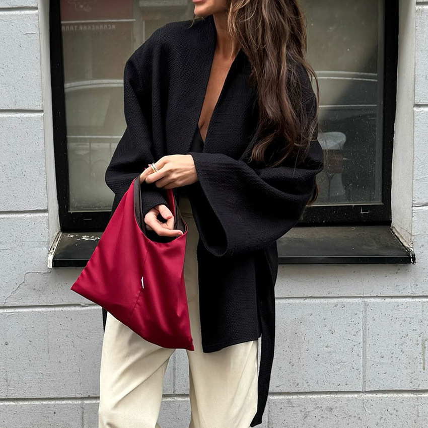 Women's V-neck Lace-up Chanel-style Long-sleeve Jacket - Image 4