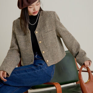 Women's Minimalist Coffee-colored Chanel-style French Short Jacket