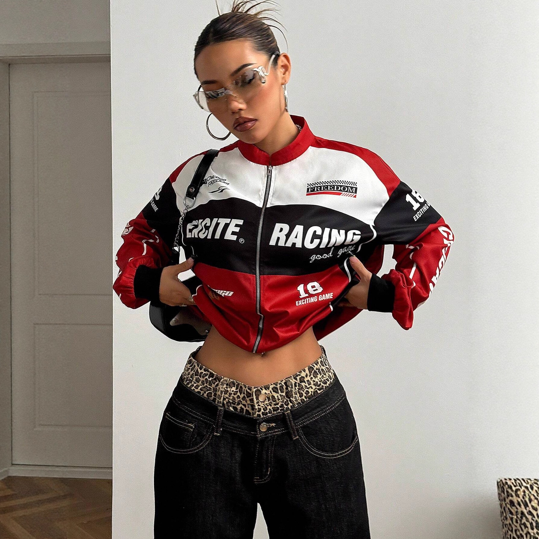 Fashionable Biker-style Long-sleeve Jacket With Letter Design And Zipper