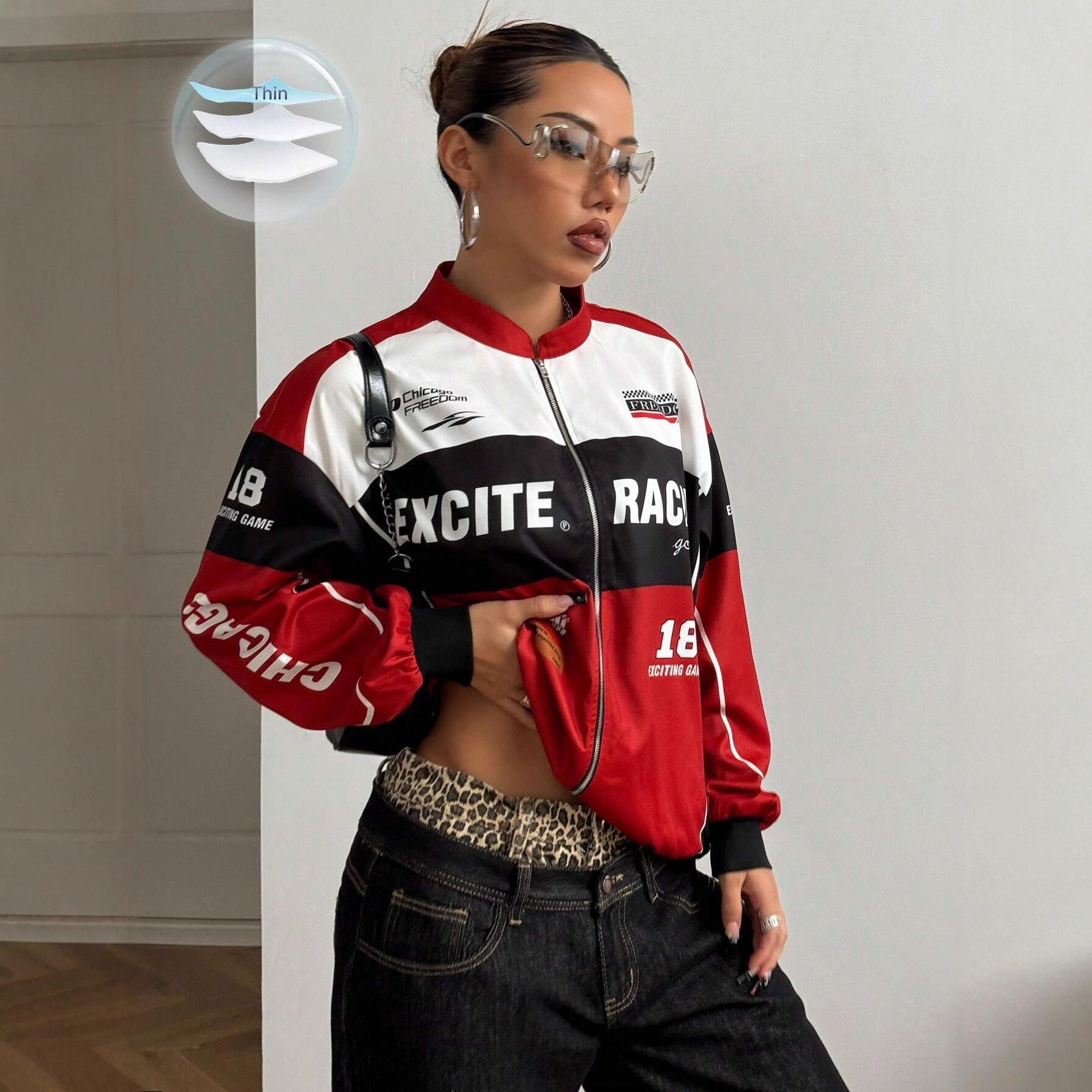 Fashionable Biker-style Long-sleeve Jacket With Letter Design And Zipper - Image 2