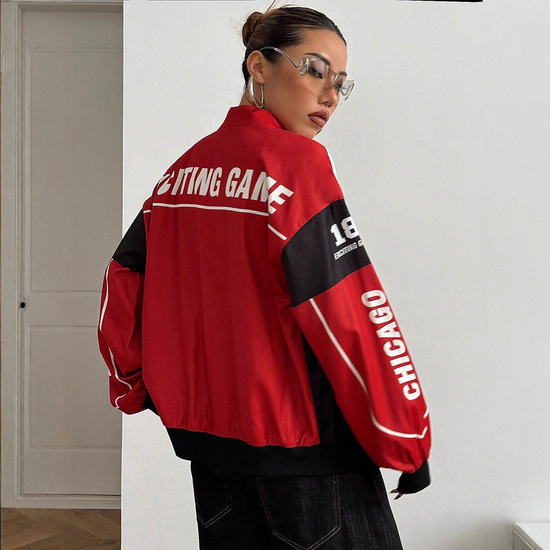 Fashionable Biker-style Long-sleeve Jacket With Letter Design And Zipper - Image 3