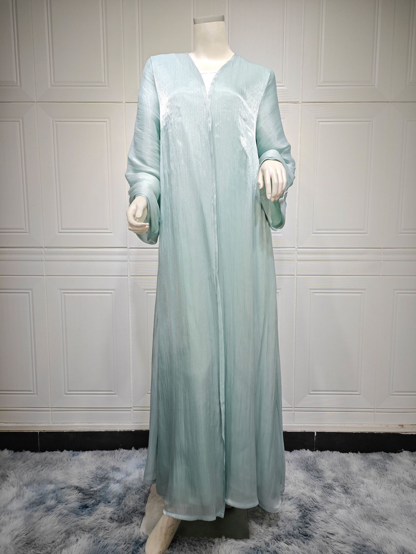 Muslim Robe Dubai Outerwear Bright Silk Dress - Image 6