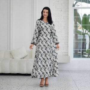 Fashion Printed Muslim Robe Abaiya Dress