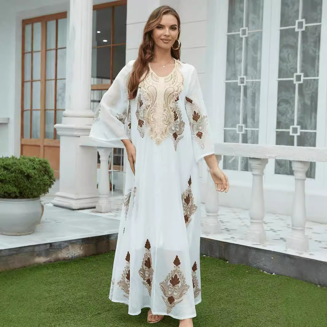 Muslim Embroidery Mesh Dress - Image 2