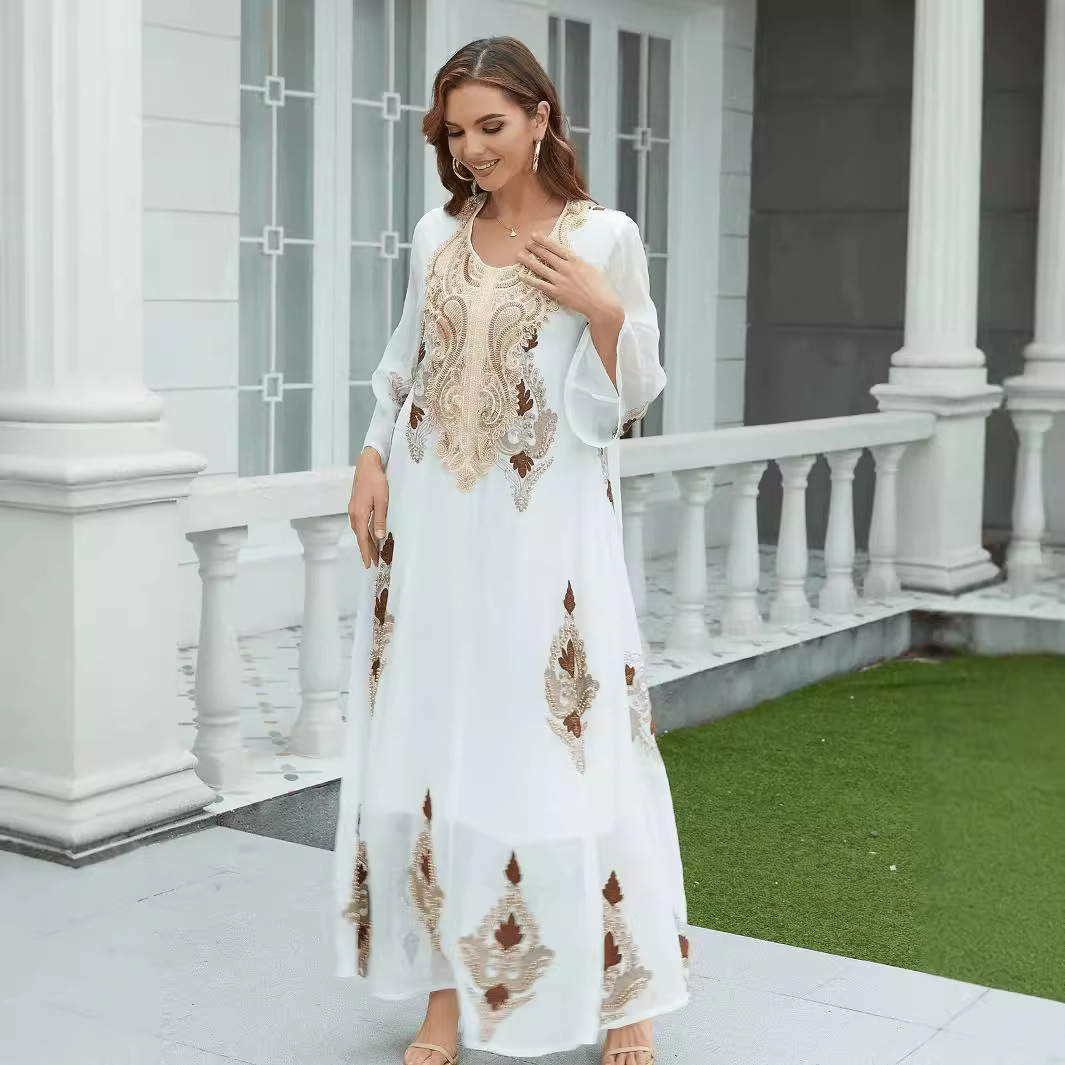 Muslim Embroidery Mesh Dress - Image 3