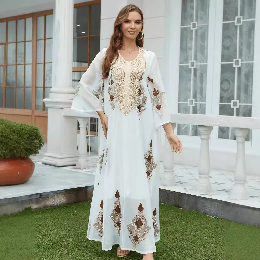 Muslim Embroidery Mesh Dress - Image 4