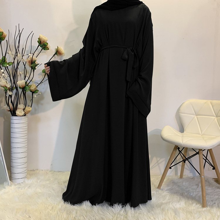F889 Foreign Trade Cross-border Muslim Women's Long Skirt Abaya Dubai Middle East Jalabiya Pure Color Robe - Image 4