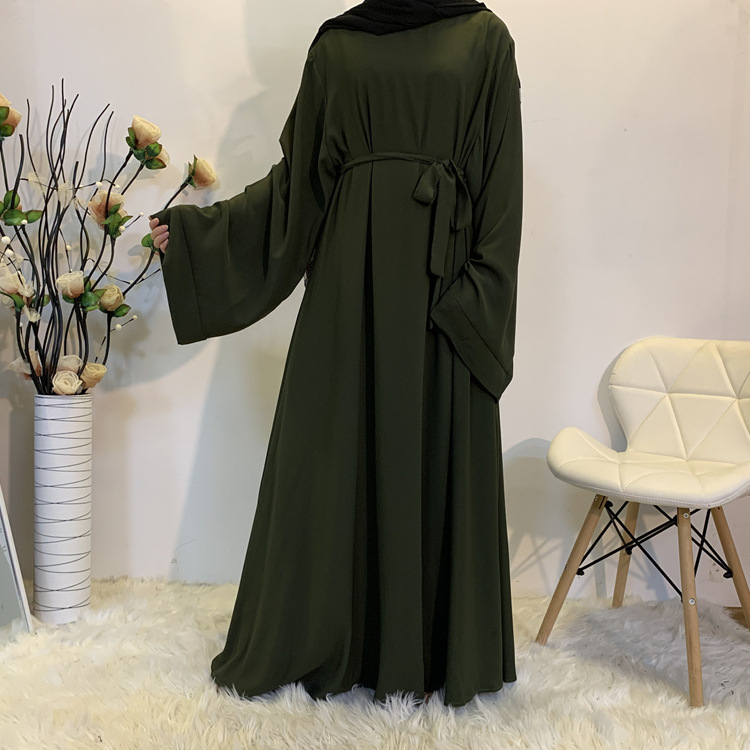 F889 Foreign Trade Cross-border Muslim Women's Long Skirt Abaya Dubai Middle East Jalabiya Pure Color Robe - Image 7