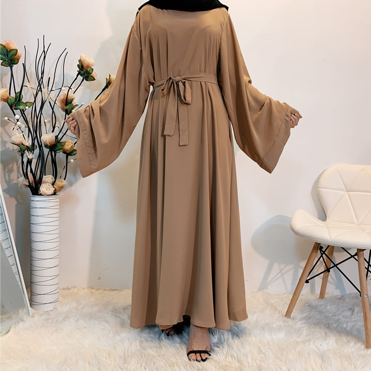 F889 Foreign Trade Cross-border Muslim Women's Long Skirt Abaya Dubai Middle East Jalabiya Pure Color Robe - Image 9