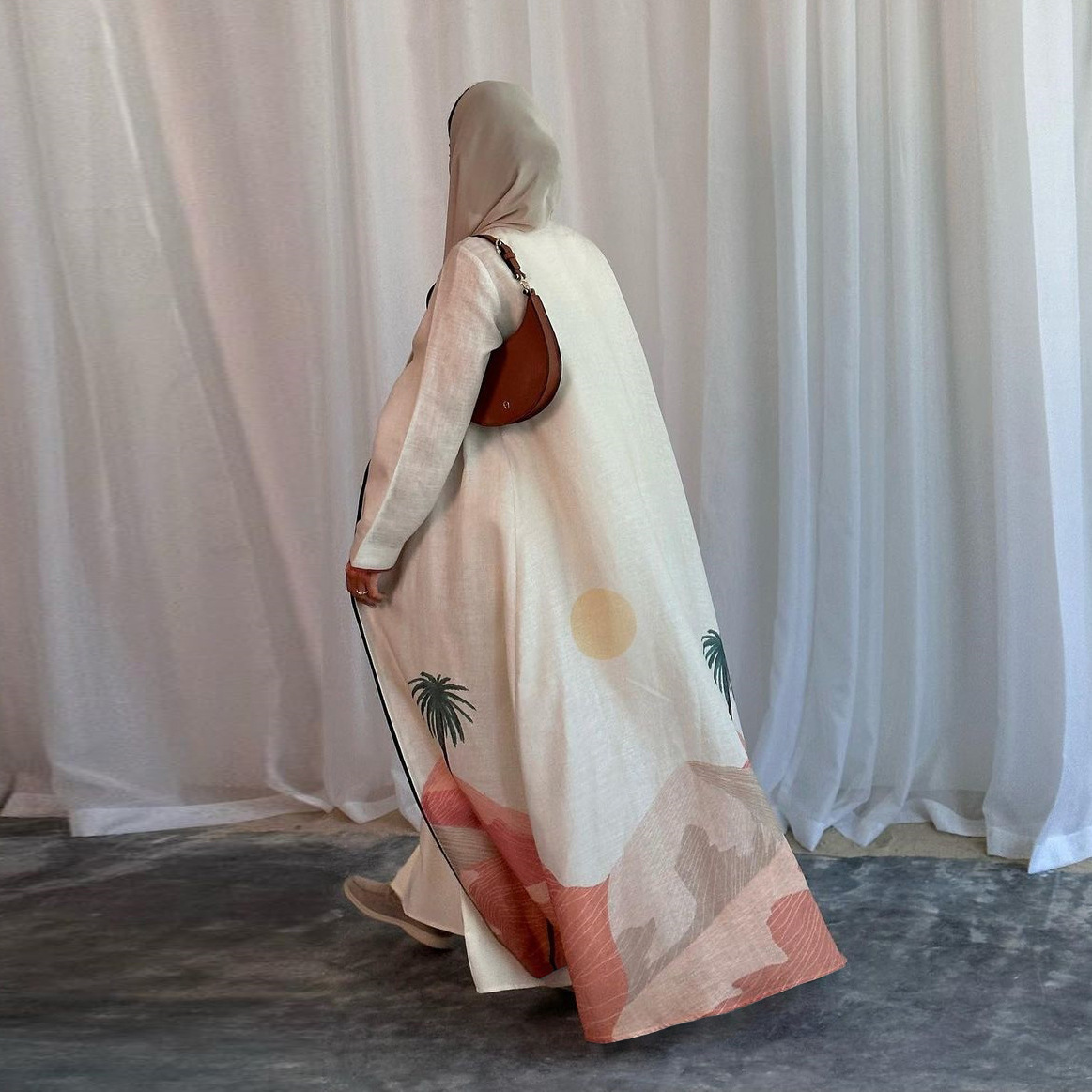 MQ111 Muslim Fashion Robe Abaya Cardigan Coat - Image 4