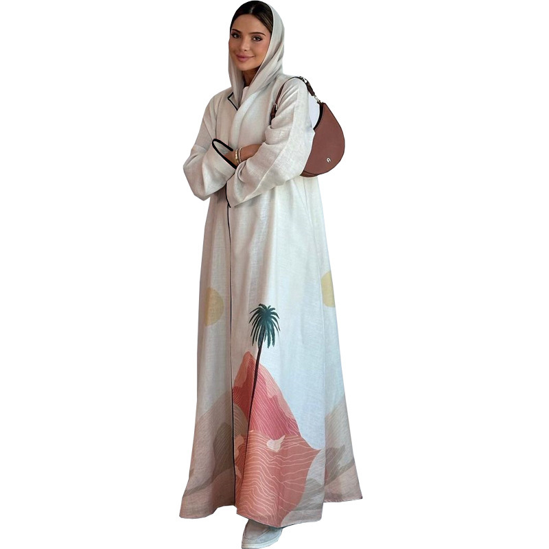 MQ111 Muslim Fashion Robe Abaya Cardigan Coat - Image 5