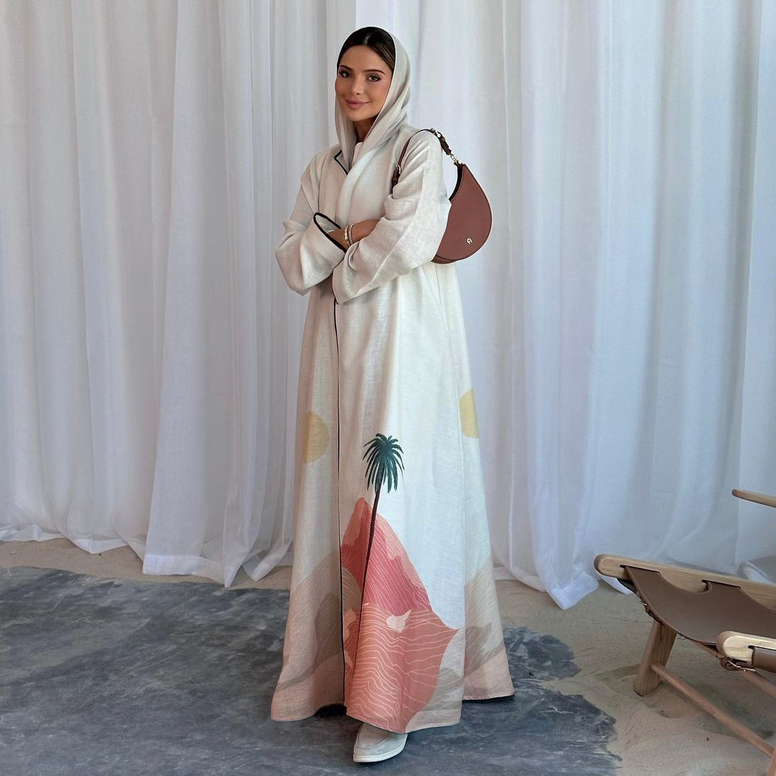 MQ111 Muslim Fashion Robe Abaya Cardigan Coat - Image 8