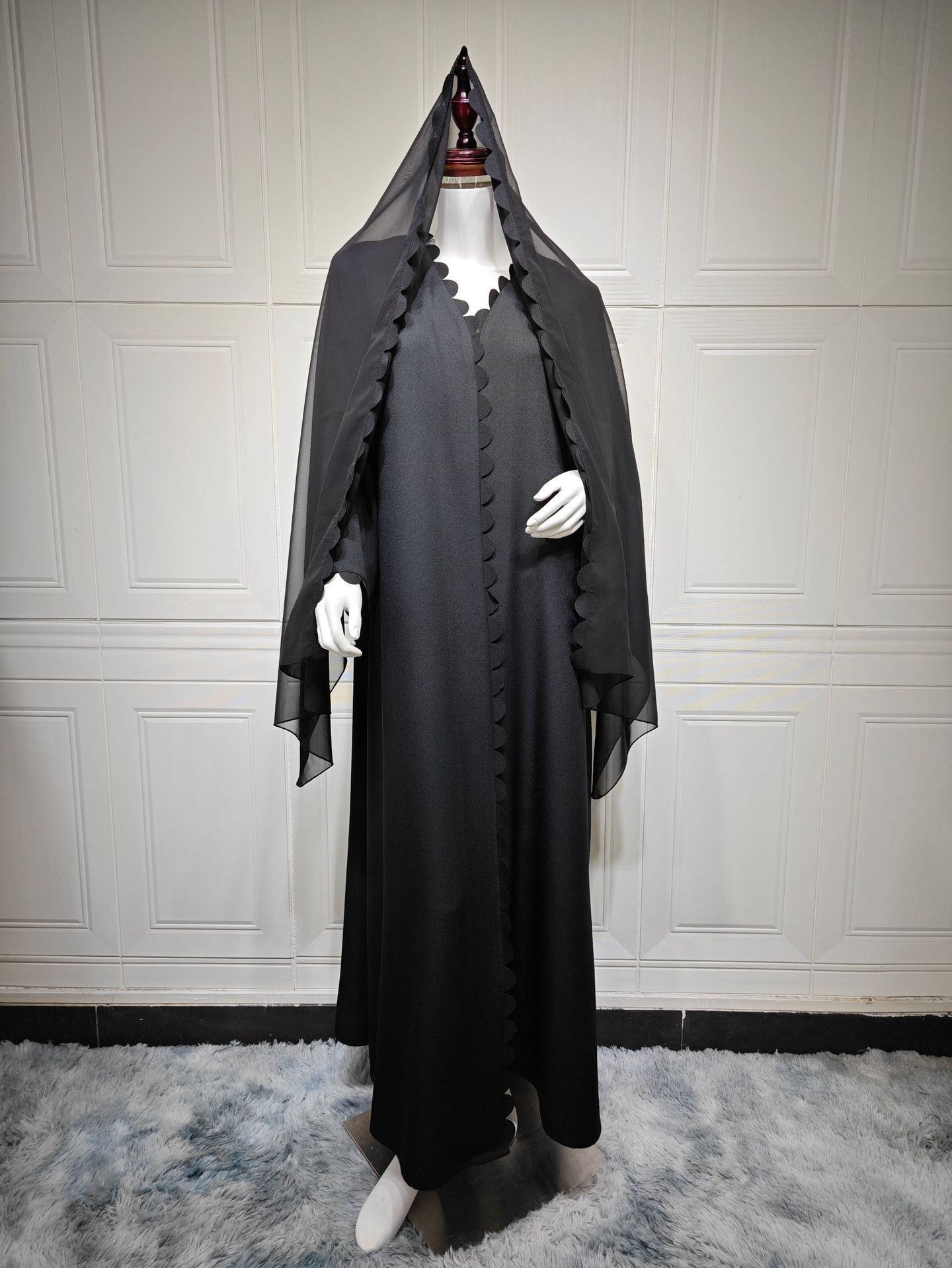 Fashion Dubai Turkey Elegant Cardigan With Scarf Two-piece Set - Image 7