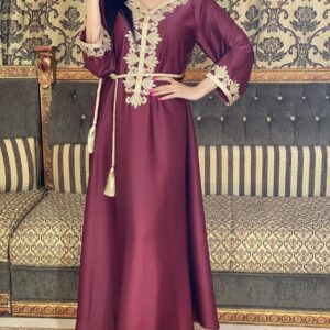 Middle East Dubai Embroidery  Bronzing Lace Jalabiya Dress