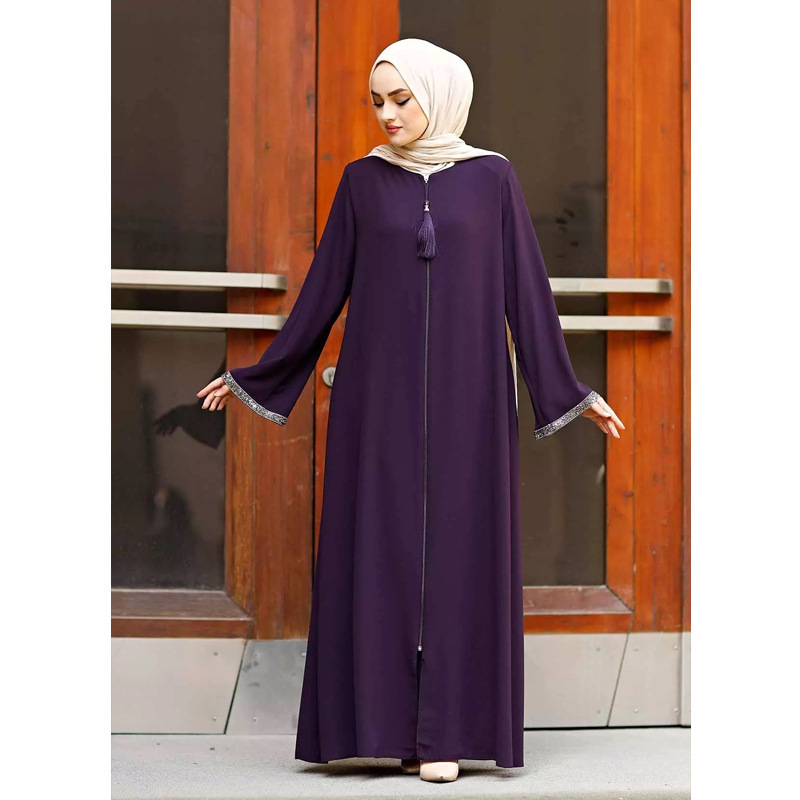 Middle East Dubai Turkey Jalabiya Zipper Cardigan Robe - Image 8