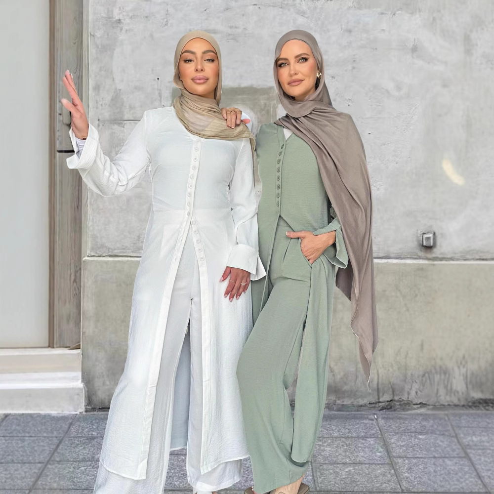 Dubai Turkey Casual Solid Color Two-piece Set - Image 2