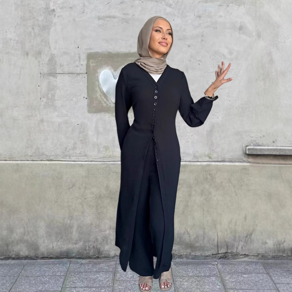 Dubai Turkey Casual Solid Color Two-piece Set - Image 4