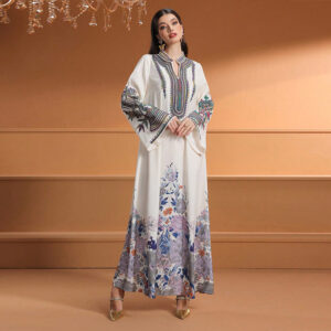 Women's Robe Fashion Applique Print Dubai Casual Dress