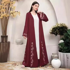 Elegant Middle East Dubai Muslim Print Cardigan Robe