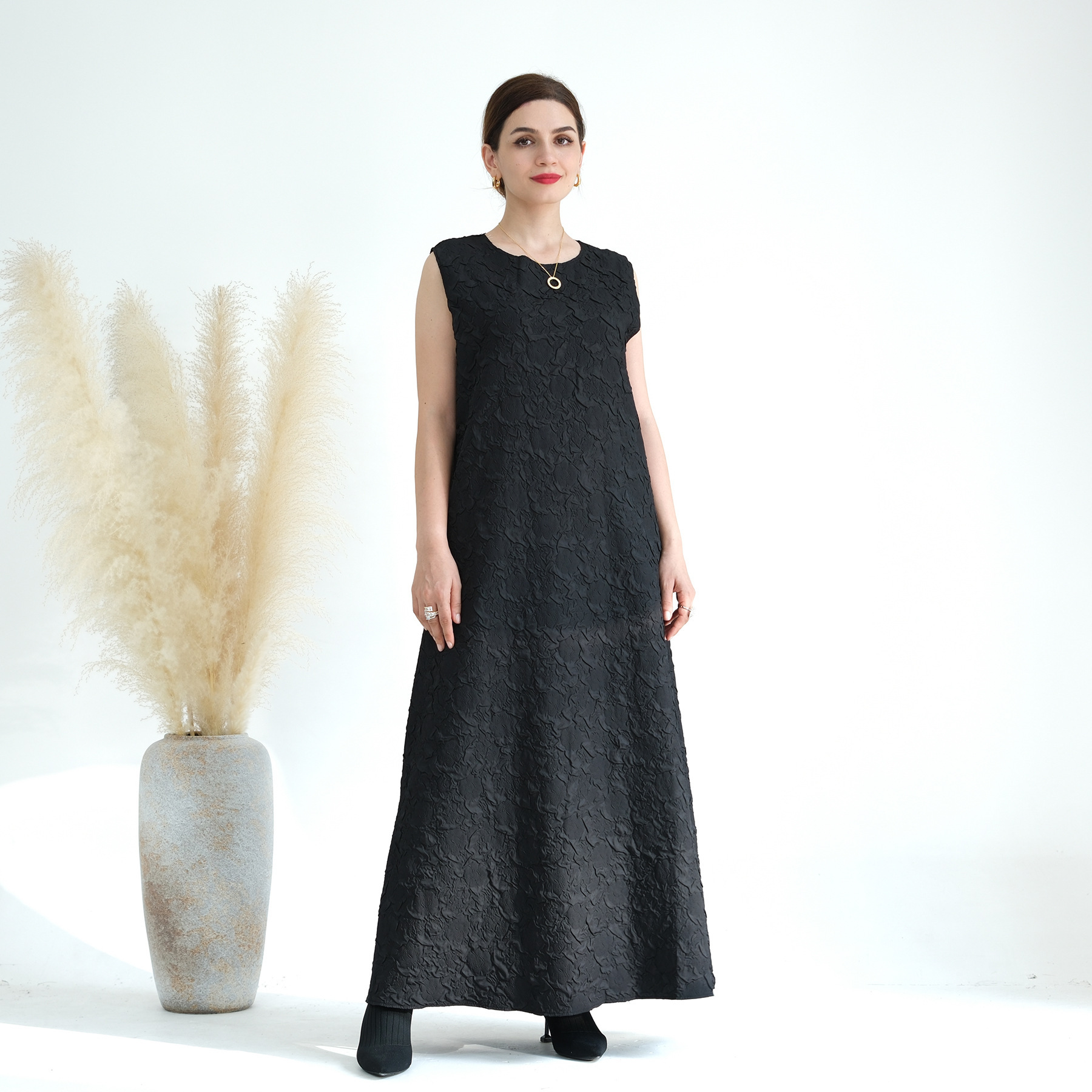 Women's Dubai Stitching Cardigan Vest Dress Robe - Image 5