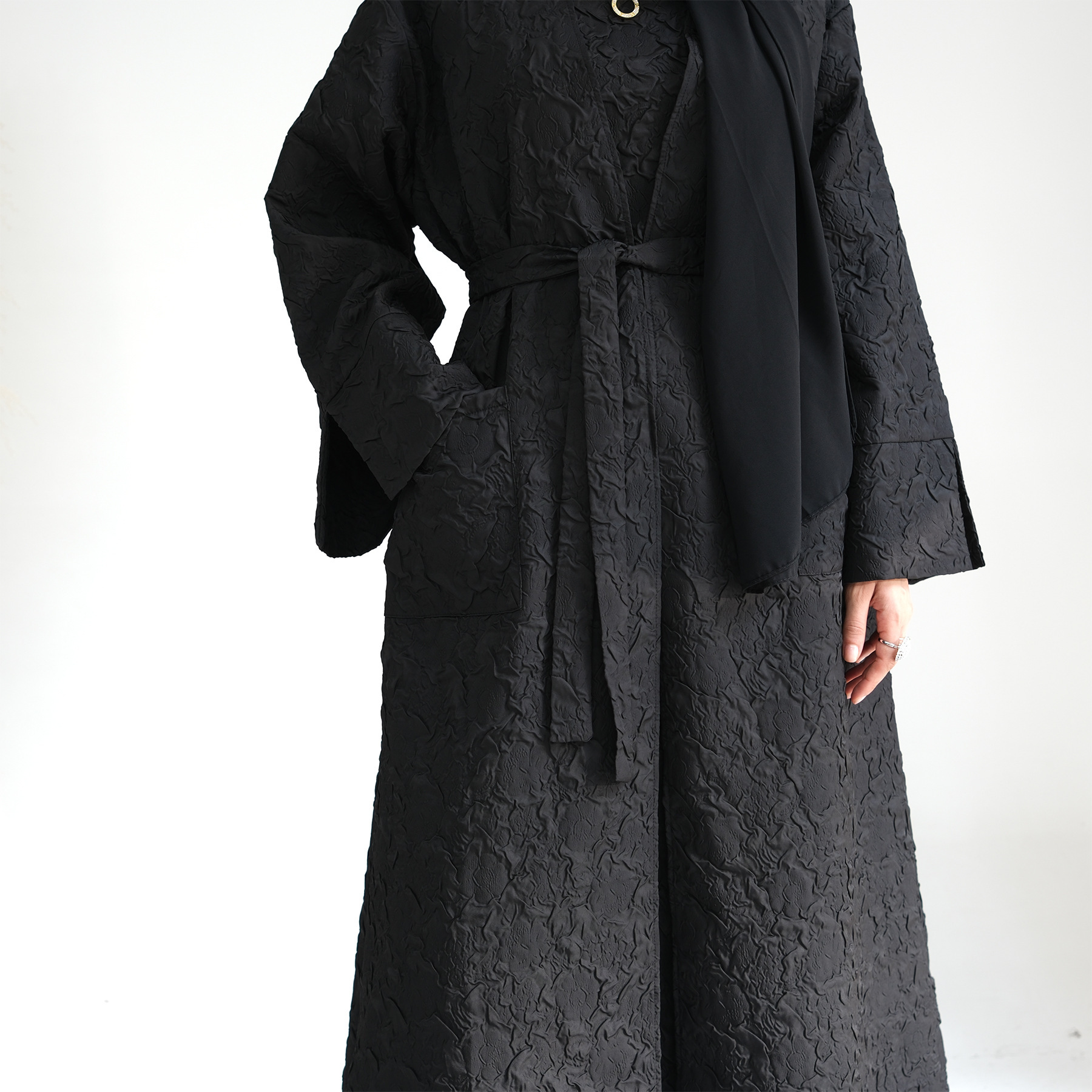 Women's Dubai Stitching Cardigan Vest Dress Robe - Image 10