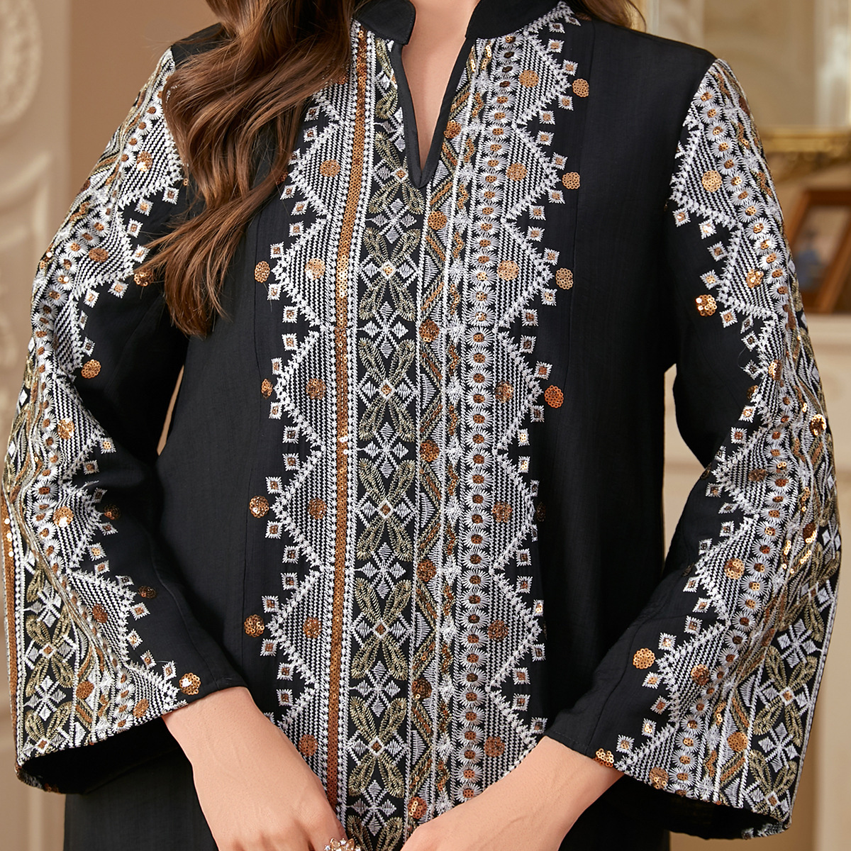 Middle East Dubai Arab Embroidery Stitching Dress - Image 4