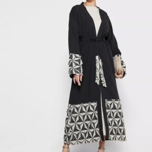 Spliced Lace Up Dubai Arab Cardigan Robe