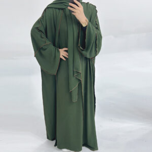 Dubai Solid Color Hook Cardigan Gown