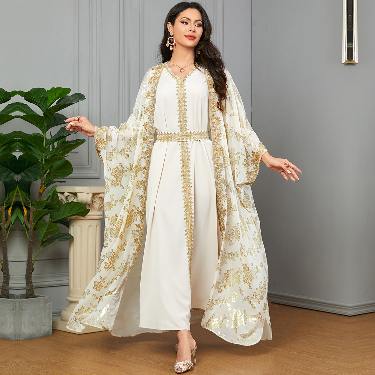 Cardigan Polyester Robe Dubai Dress - Image 2