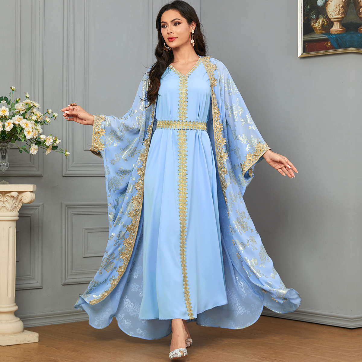 Cardigan Polyester Robe Dubai Dress - Image 3