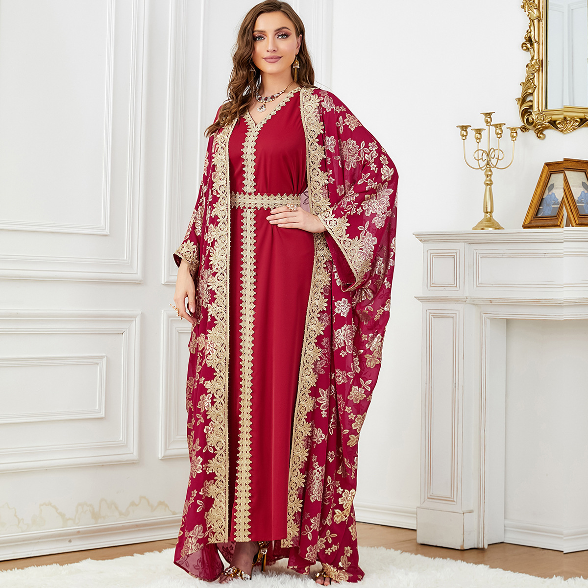 Cardigan Polyester Robe Dubai Dress - Image 4