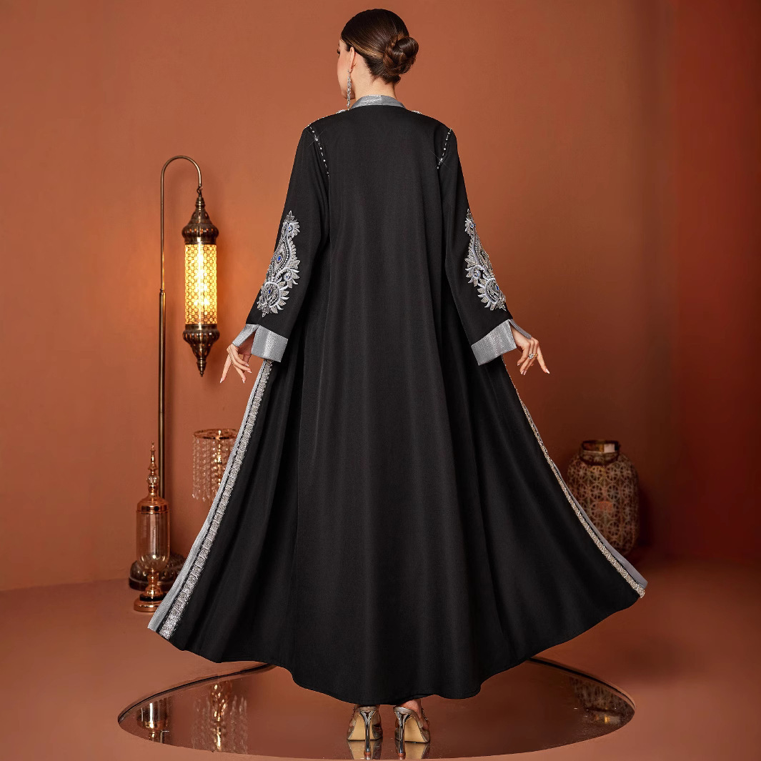 Plus Size Robe Handmade Embroidery Laminate Rhinestone ABAYA Middle East Women's Clothing - Image 4