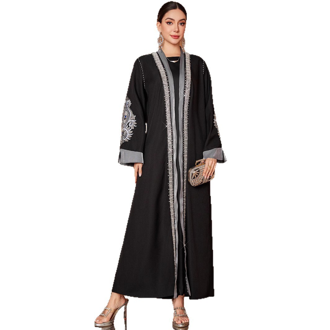 Plus Size Robe Handmade Embroidery Laminate Rhinestone ABAYA Middle East Women's Clothing - Image 5
