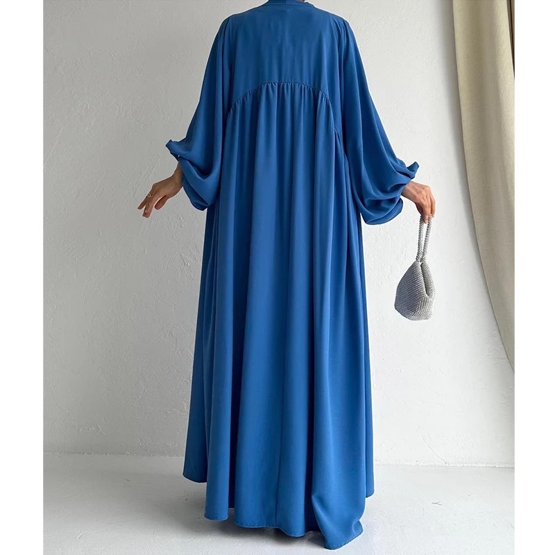 Women's Fashion Muslim Dress Lace-up Waist-controlled Baggy Coat Long - Image 5
