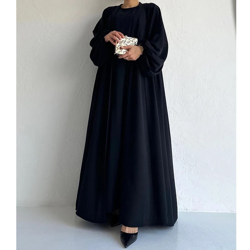 Women's Fashion Muslim Dress Lace-up Waist-controlled Baggy Coat Long - Image 7