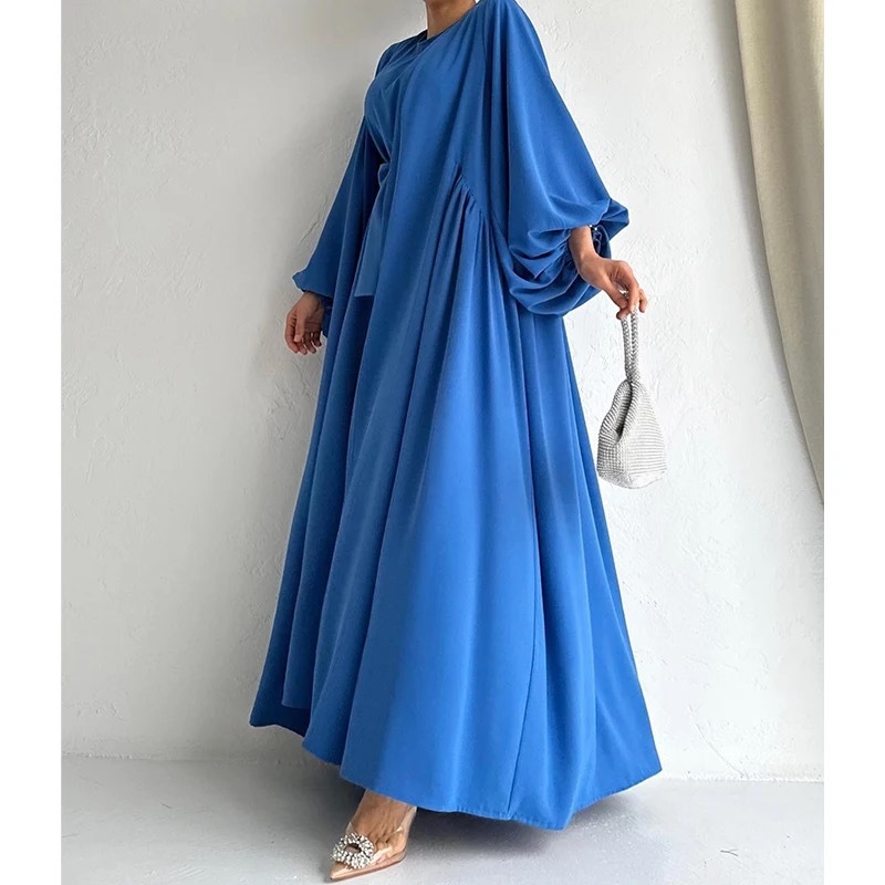 Women's Fashion Muslim Dress Lace-up Waist-controlled Baggy Coat Long - Image 10