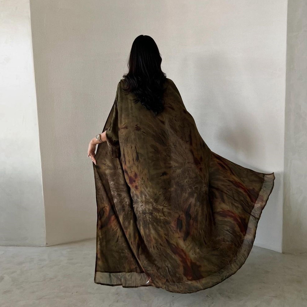 Coat Chiffon Printed Fashion Robe Shawl Dress Outer Wear Muslim Dubai - Image 2