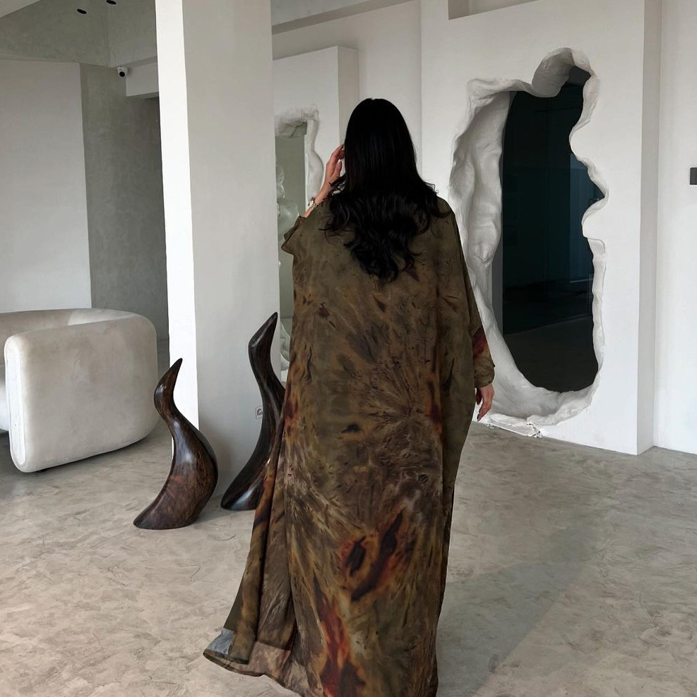 Coat Chiffon Printed Fashion Robe Shawl Dress Outer Wear Muslim Dubai - Image 4