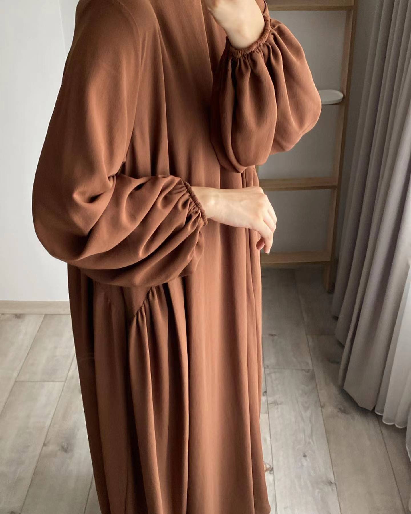New Muslim Women's Wear Solid Color Elegant Fashion Loose Pullover Dress - Image 9