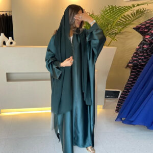 Muslim Robe Middle East Loose Solid Color Satin Cardigan Outerwear