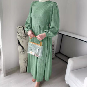 Muslim Round Neck Lantern Sleeve Robe Elegant And Comfortable Dress