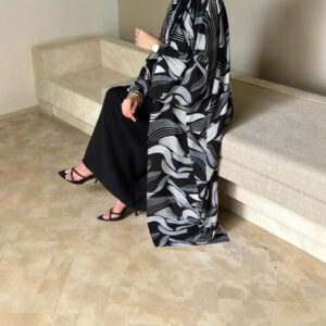 Shawl Arabic Muslim Drop-shoulder Sleeve Printed Robe