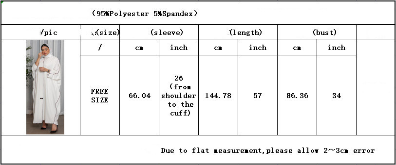 Women's White Patchwork Plus Size Women's Abaya Robe - Image 9